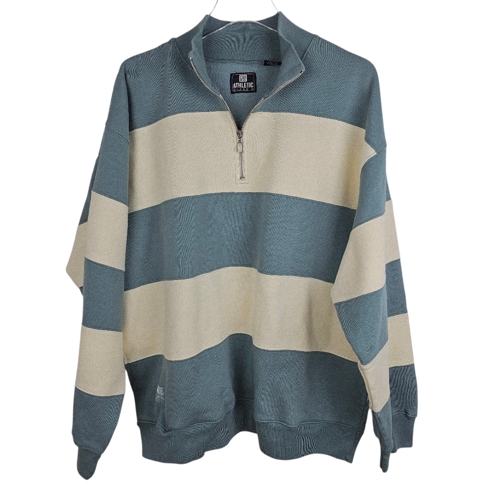 Vintage Gap Athletic Classic Striped 1/4 Zip Sweatshirt